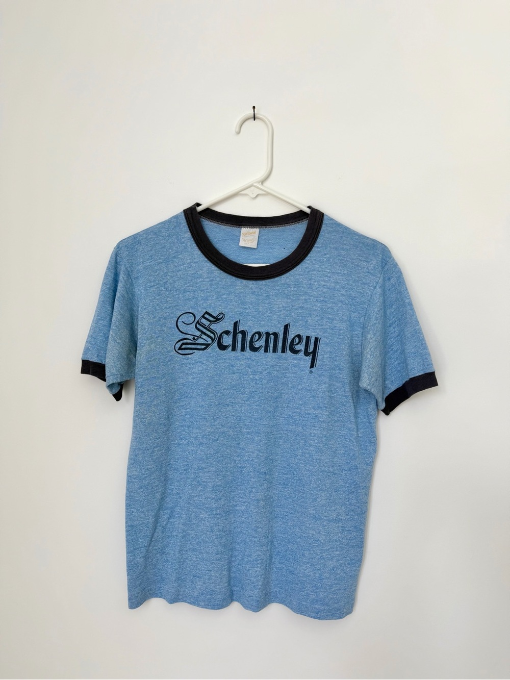 True Vintage 1970s Single Stitch Schenley Ringer Tee Blue Size Medium